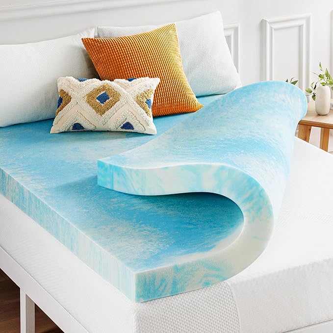 Best Price Mattress 4 Inch Swirl Gel AeroBreeze Cooling Air Flow Memory Foam Mattress Topper, Dorm Essentials, King