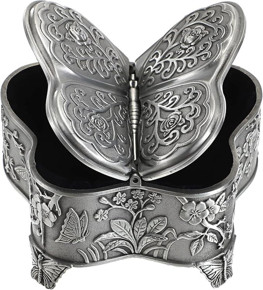 Hipiwe Vintage Metal Jewelry Box Butterfly Shape Trinket Box Decorative Metal Small Jewelry Storage Box for Rings Necklaces Earrings Organizer Keepsakes Box Gift for Women by Hipiwe