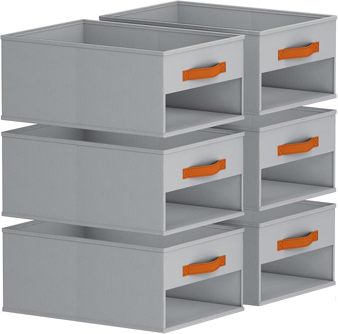 Homsorout Drawer Organizers and Storage - 6 Pack Foldable Pants Organizer with Clear Window & Handles, Fabric Closet Organizer for Clothes, Jeans, Sweaters, Towels, T-shirt, Scarf (Grey) - Image 9