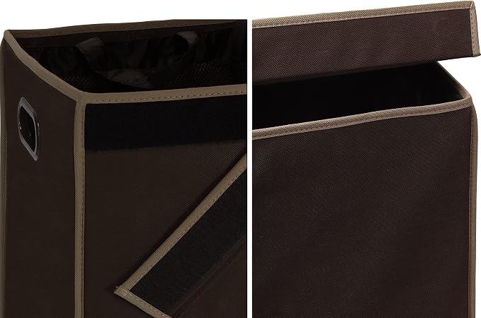 Simple Houseware Double Laundry Hamper with Lid and Removable Laundry Bags, Brown - Image 6