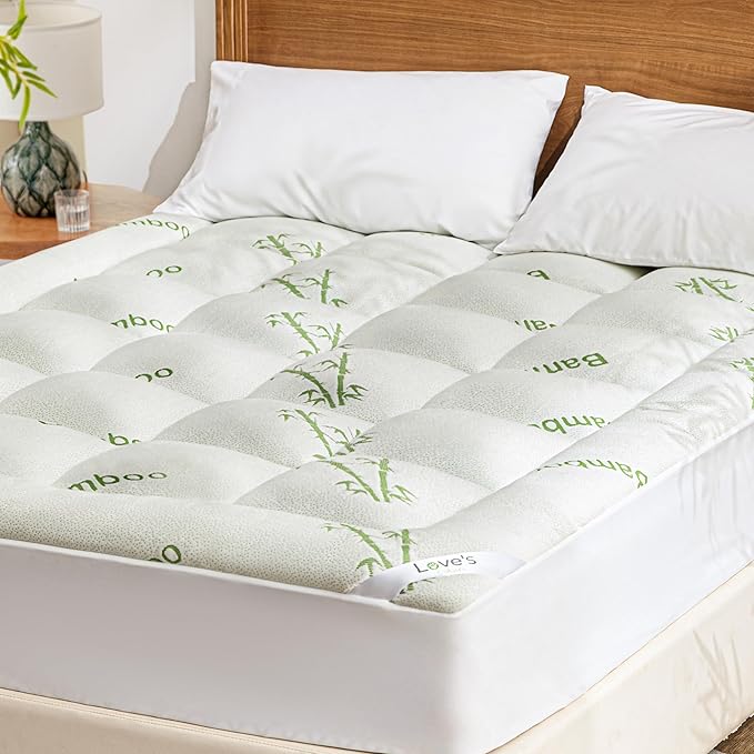 Love's cabin Twin Mattress Topper Viscose Derived from Bamboo, Thick Pillow Top Mattress Pad with Stretchable Pockets for 8"-20" Mattress, Breathable Cooling Mattress Topper for Hot Sleepers, Green