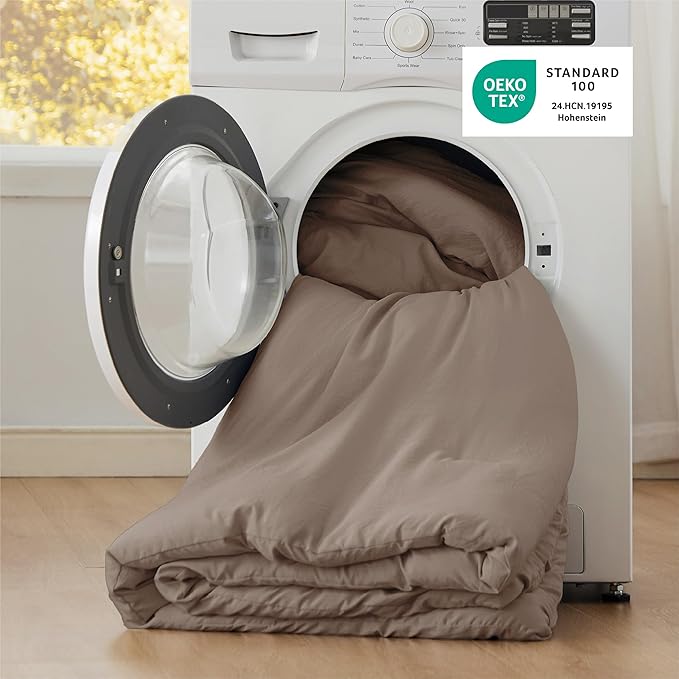 Bedsure King Comforter Set, Brown Soft Prewashed Bedding for All Seasons, 3 Pieces GentleSoft™ Bed Set, 1 Lightweight Comforter (104"x90") and 2 Pillowcases (20"x36")
