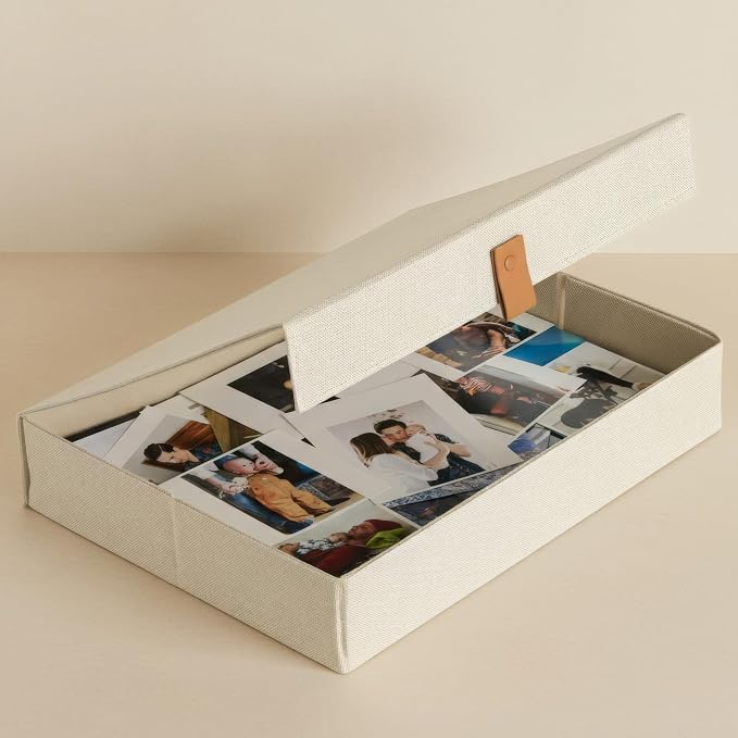 ZICOTO Decorative Photo Storage Box with Lid - A Beautiful Linen Organizer Perfect to Safely Store Your Pictures, Documents, Scrapbooking Supplies, Keepsakes and Other Memories in Style - Image 9