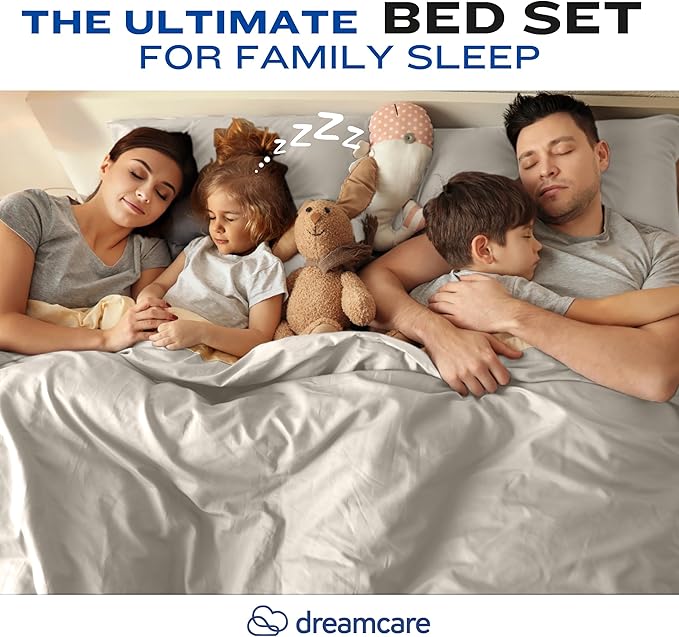 DREAMCARE Full Size Sheets – 4 pcs Cooling Sheets – up to 21” Deep Full Sheet Set – Hotel Luxury Sheets & Pillowcases – Superior Softness 100% Fine Microfiber with Side Pocket – Ivory
