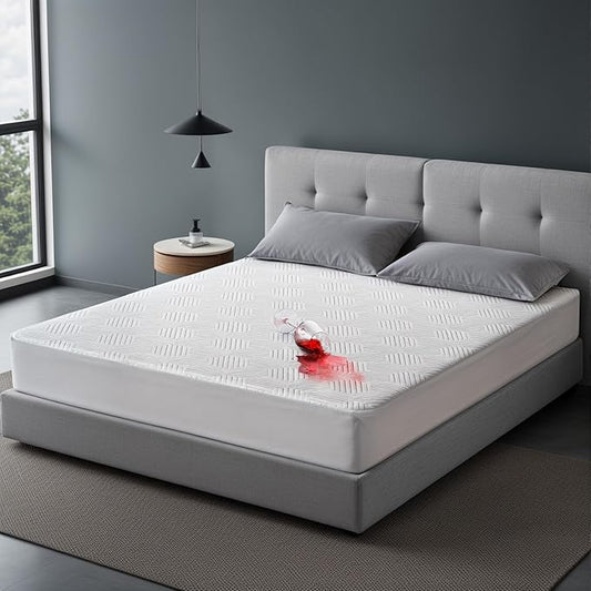 100% Waterproof Mattress Protector with High Resistance to Liquid, Breathable 3D Air Cal King Mattress Protector, Ultra Soft Cooling Mattress Cover Hypoallergenic Quiet Bed Cover Fits 6"-21"