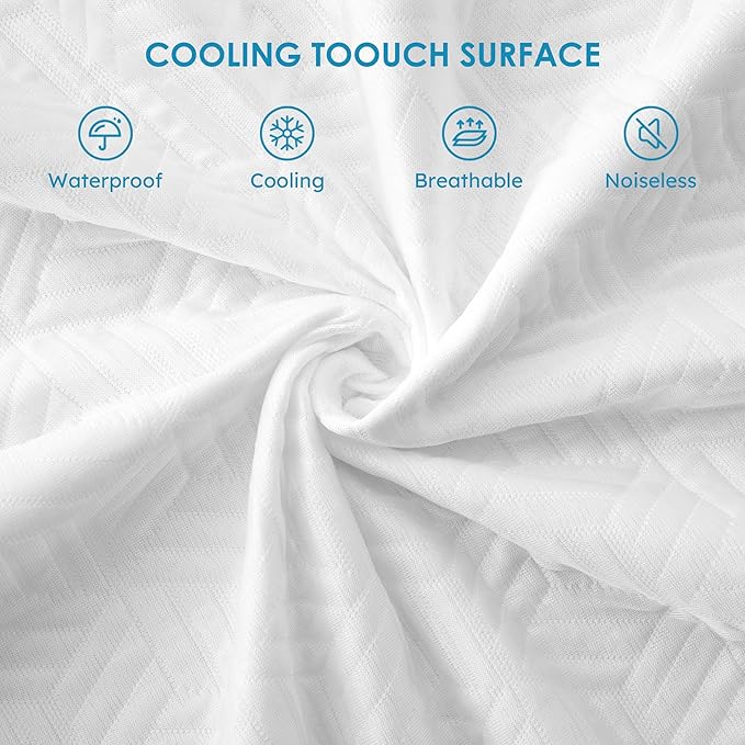 Cozymaker Full Size 100% Waterproof Mattress Protector, Cooling Mattress Pad Cover Fitted 8"-21" Deep Pocket, 3D Air Fabric Soft Breathable Smooth, White