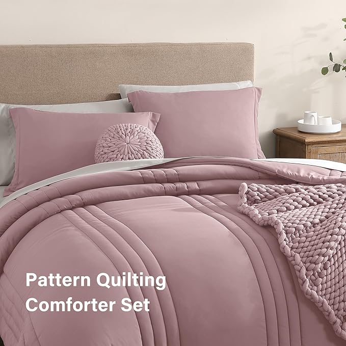 Monbix King Size Comforter Set - 7 Pieces Bed in a Bag King, Zephyr Bedding Sets with Comforter, All Seasons Comforter Bed Set with Sheets, Pillowcases & Shams