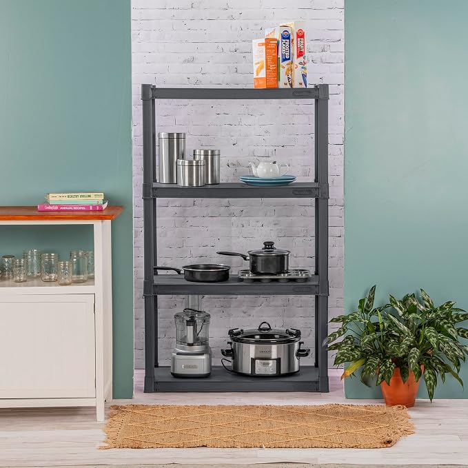 Sterilite 4-Pack 4 Shelf Unit, Heavy-Duty Shelving Storage and Utility Rack - Standing Plastic Organizer Shelves for Kitchen, Bathroom, and Garage - Image 2