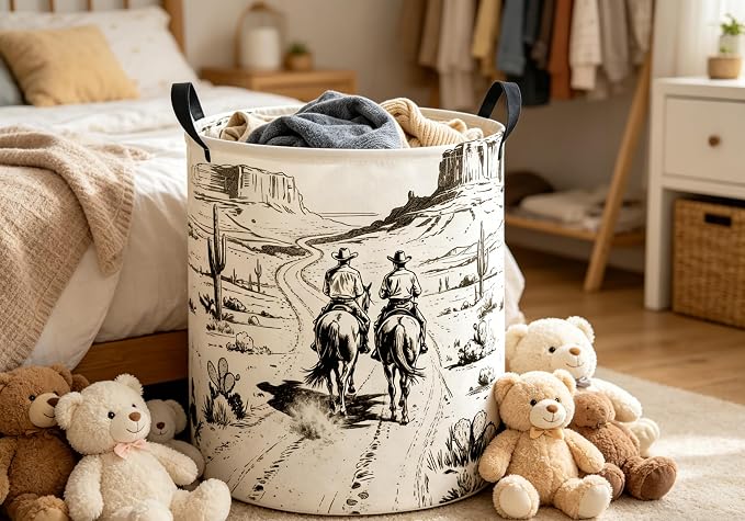 Baby Laundry Hamper kids laundry Basket Waterproof Laundry Bag for Bedroom Toy Clothes Organizer Room Décor(Cowboy) - Image 3