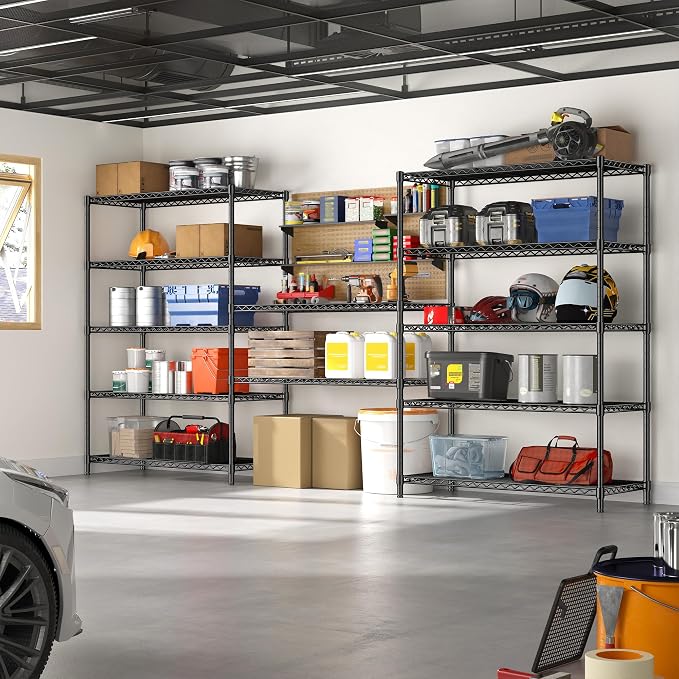 Romorgniz 5 Tier Storage Shelves 71"H Wire Shelving Adjustable Metal Shelving,1000LBS Pantry Shelves Sturdy Steel Wire Shelf for Kitchen Commercial Pantry Garage Warehouse ,71"H X35.5"W X13.8"D, Black - Image 8