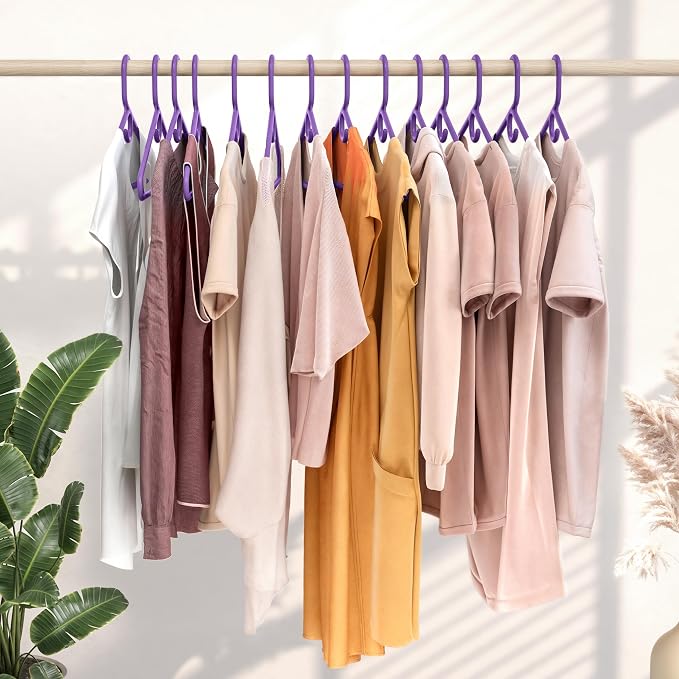 NEATERIZE Thick Heavy Duty Hangers - Purple Plastic Clothes Hangers 24 Pack - Great for Coat Hanger, Jackets Jeans & Suit Hanger for Closet, New Apartment Essentials Percheros Ganchos para Colgar Ropa - Image 3