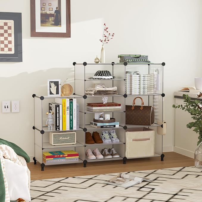 AWTATOS Closet Organizer 8 Cube Storage Shelves Clothes Organizers Closet Storage Stackable Cubby Shelving for Closet Bedroom Living Room Translucent - Image 4
