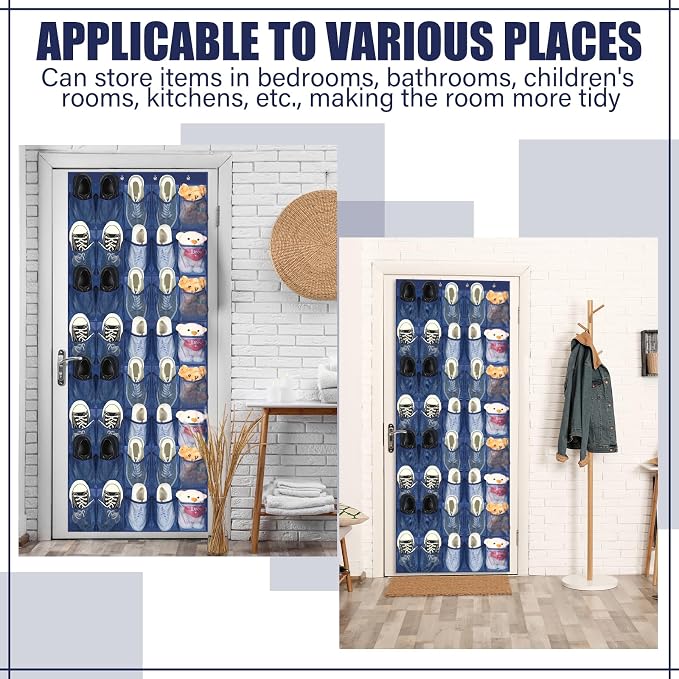Windyun 40 Large Over the Door Hanging Shoe Organizer Navy Blue Mesh Pockets Shoe Rack for Closet Behind Door Hanger Storage Holder Nonslip for Cruise Essentials, Dorm Room Storage, Utility Room - Image 6