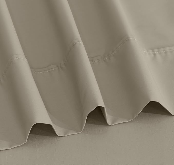 RUVANTI 100% Cotton Sheets – King Size Percale Bedding, Cooling & Breathable, Durable with a Crisp, Soft & Comfortable Feel, 16" Deep Pocket, 4-Piece Set, Taupe