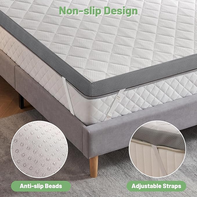 Extra Firm Mattress Topper Twin XL, 3 Inch High-Density Foam Mattress Pad, Pain Relieving Bed Topper for Extra Support, Washable Cover with Anti-Slip Straps, CertiPUR-US Oeko-Tex Certified, 80" x 38"