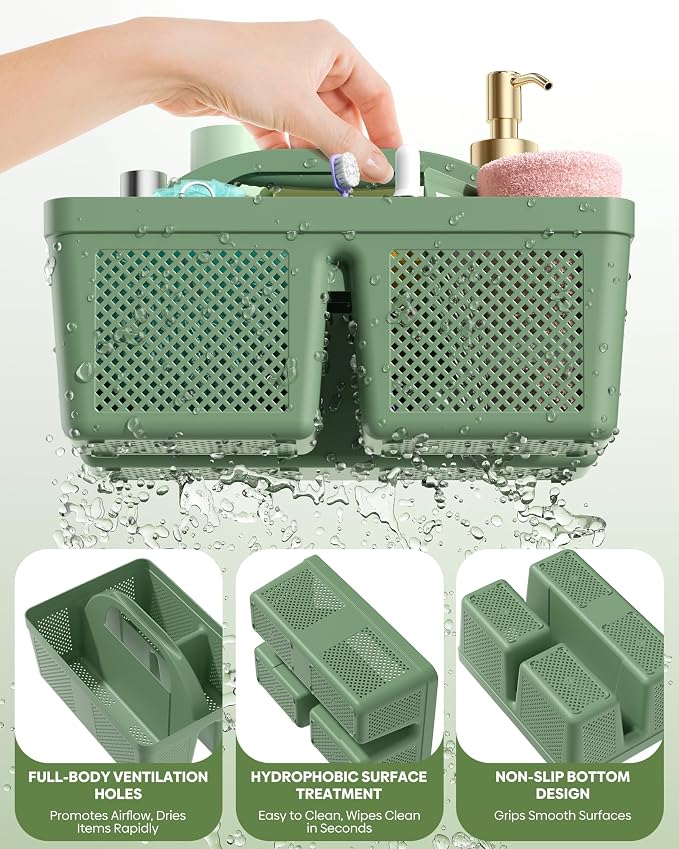 4 Pack Portable Shower Caddy, Integrated Handle, Reinforced Plastic, Organizer Storage Bathroom Supplies and Beauty Products, Cleaning Supplies, Shower Basket for Home, Dorm, Shelf and Cabinet - Image 5