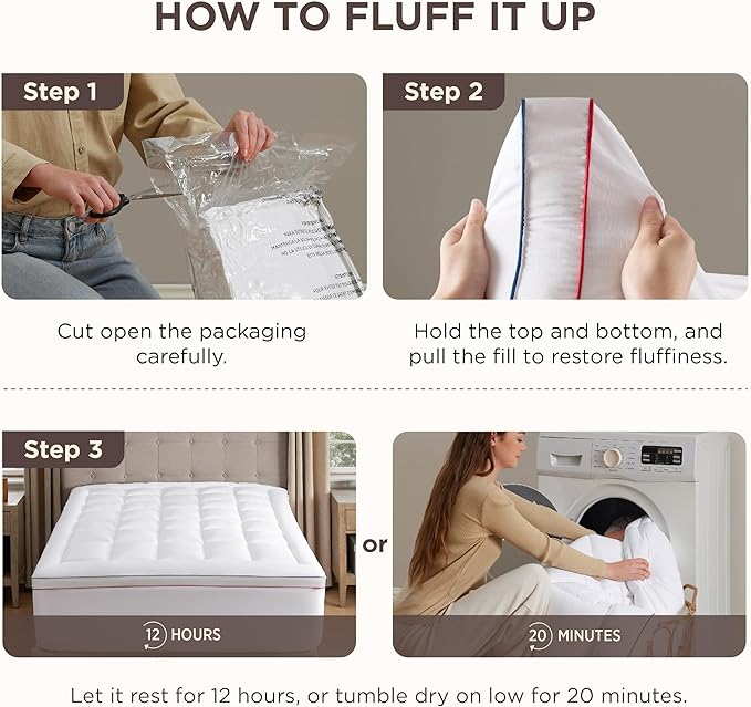 Bedsure King Mattress Topper - Pillow Top Mattress Pad Cover with Deep Pocket Fits up to 21 Inches, Plush Soft Bed Topper for Back Pain Relief, Overfilled with Down Alternative Filling, Grey