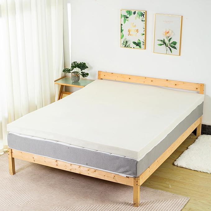 Greaton, 3-Inch Copper-Infused Memory Foam Mattress Toppers, Cooling and Pressure Relieving with Airflow Design, Full, Beige