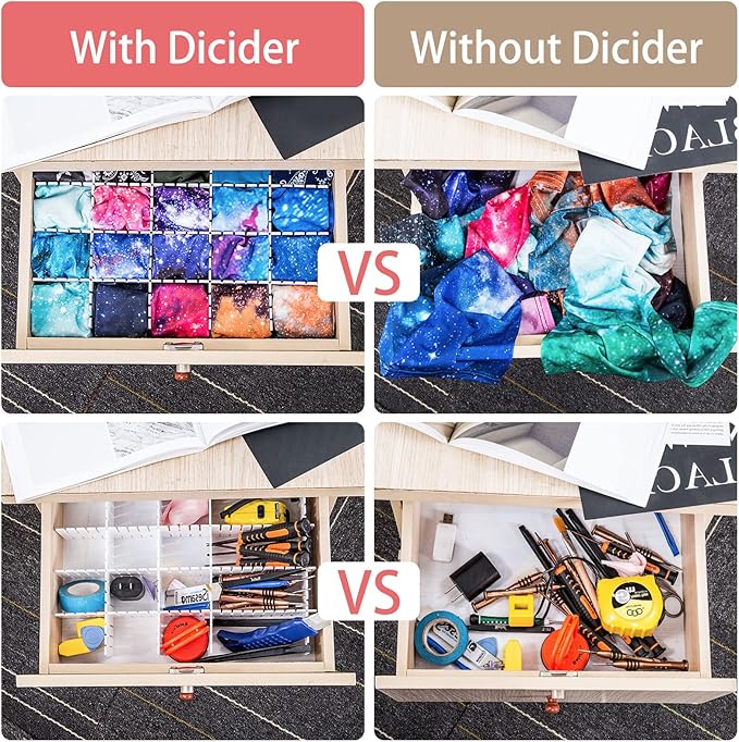 45 Pack Drawer Dividers, Plastic Adjustable Drawer Storage Organizer for Tidying Clutter Socks, Underwear, Makeup, Kitchen, Dresser White - Image 5