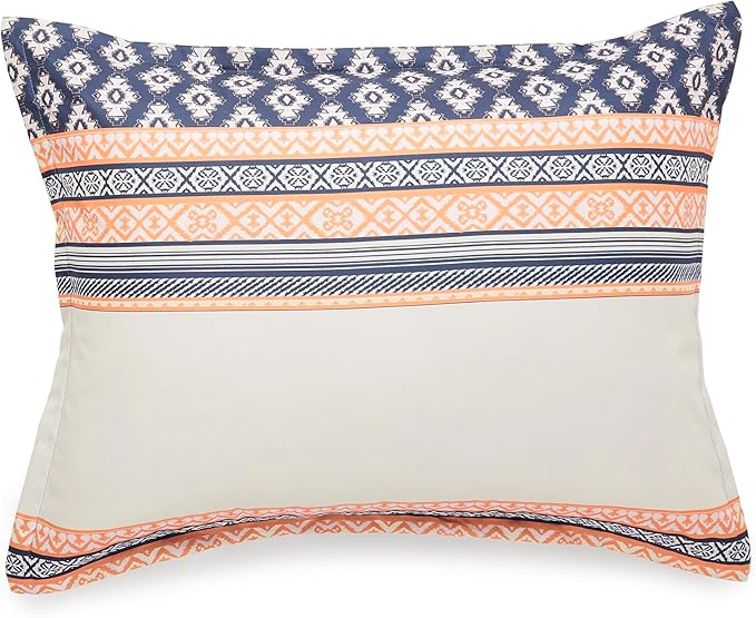 Amazon Basics Lightweight Microfiber Comforter Set, 3-Pieces, Gray Geometrics, Full/Queen