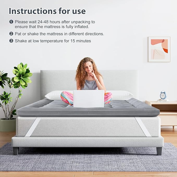 Maxzzz Full Mattress Topper, Extra Thick Mattress Pad Cover for Back Pain, Mattress Protector for 8-21 Inch Mattress, 1200GSM Down Alternative, 54 * 75 Inches.