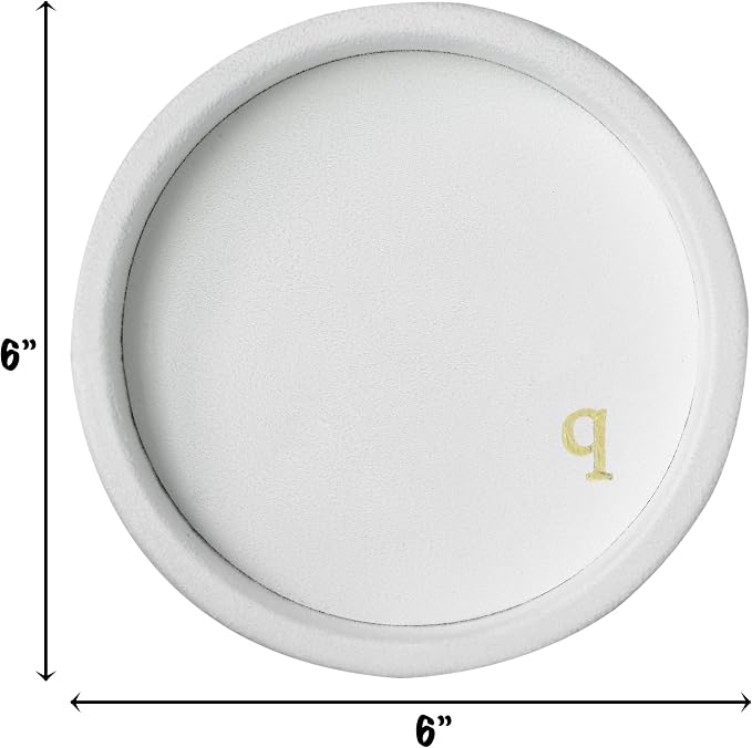 COLLECTIVE HOME - Velvet Jewelry Tray, 6" Monogrammed Jewelry Dish, Smooth Velour Display Dish for Rings, Earrings, Necklaces, Makeup, Personalized Gifts for Women (White-q) - Image 2