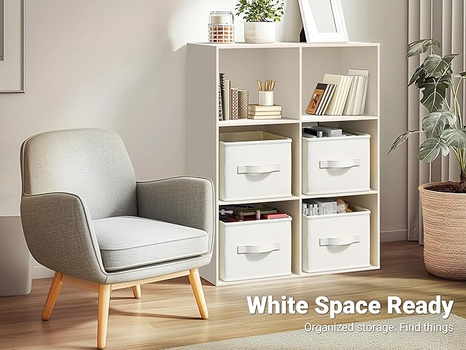 LayerSpace Fabric Storage Bins | Closet Bin Shelf Organizer Shelf Basket | Collapsible Linen Closet Organizer Storage Cube | 14¾"L x 10¼"W x 8¼"H | Storage for Clothes | White & Ivory 3 Pack - Image 6