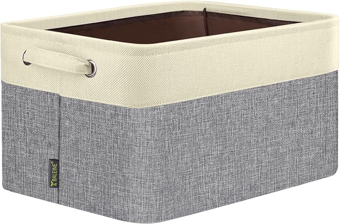 BALEINE 1 Pack Fabric Closet Storage Bins for Shelves, Linen Closet Organizers and Storage, Decorative Baskets for Organizing, Shelf, Clothes, Home, Office (Grey, 14''x10''x8.5'') by BALEINE