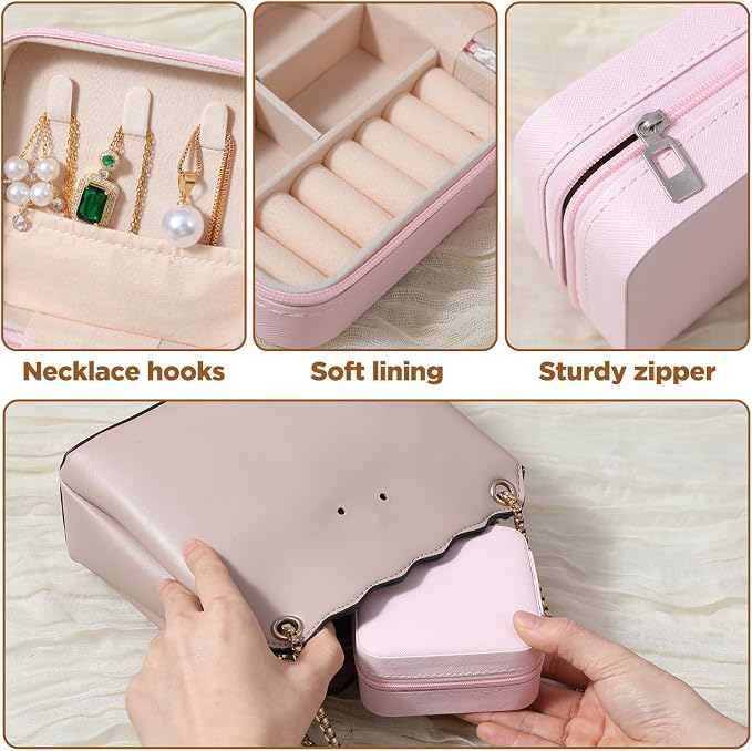 Mini Travel Jewelry Case, Portable Jewelry Organizer Box, Multi-Compartment Storage for Earrings, Necklaces, Rings, Gift for Women, Girls, 8 Pcs, 4 Colors - Image 5