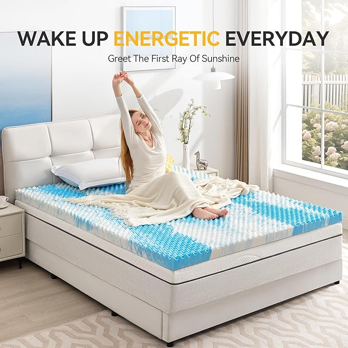 SINWEEK 3 Inch Egg Crate Memory Foam Mattress Topper Twin XL, Twin Extra Long Mattress Pads for College Dorm Single Bed, Pressure Relieve CertiPUR-US Certified,39x80 Inches, Blue