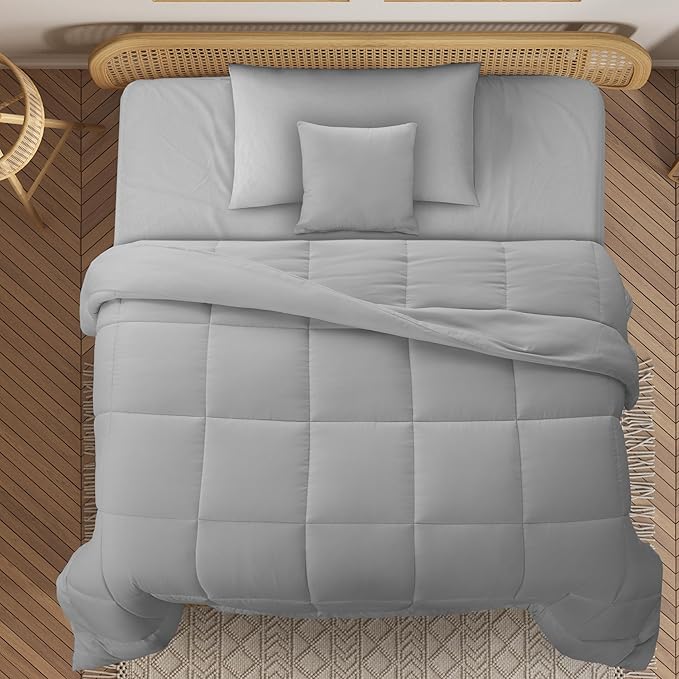 LUX Décor 4pc Twin Comforter Set, All-in-One Bed in a Bag, Includes 1 Comforter, 1 Pillow Shams, 1 Decorative Pillow & 1 Bed Skirt
