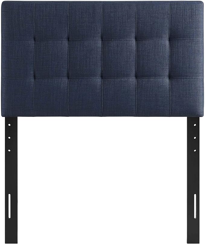 Modway Lily Tufted Linen Fabric Upholstered Twin Headboard in Navy