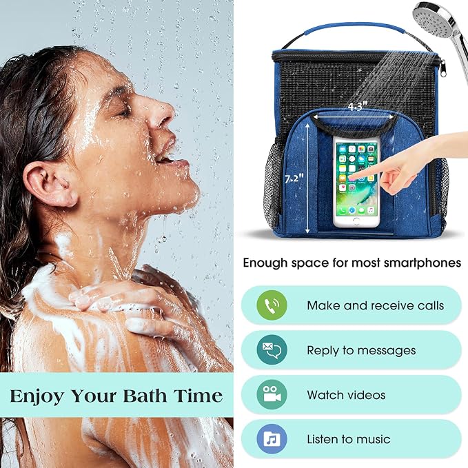 Attmu Mesh Shower Caddy Portable Dorm Tote Bag, Quick Dry Hanging Toiletry Bag, Large Capacity Shower Bag for College Dorm Room Essentials for Boys and Girls for Bath Camping (Blue) - Image 5