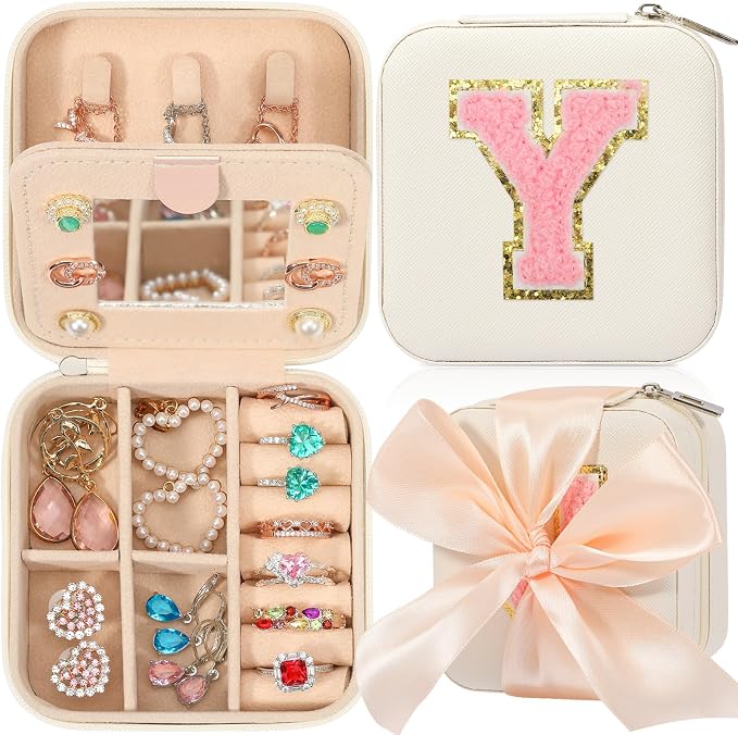 CHMI White Jewelry Box, Travel Jewelry Organizer, Women Girls Gifts - Initial Y by CHMI