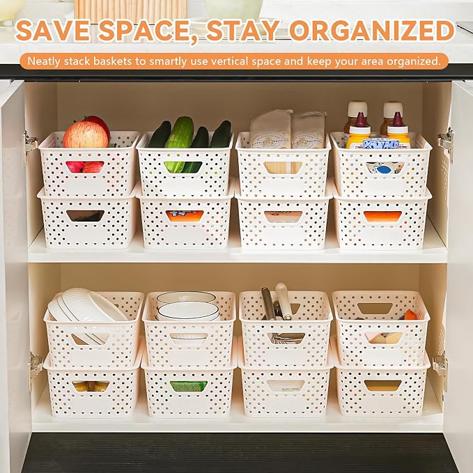 10 Pack Small Plastic Storage Bins with Lids, Stackable Plastic Storage Baskets for Organizing with Handles, Organizer Bins with Labels for Room, Craft, Containers for Pantry Organizers and Storage - Image 5