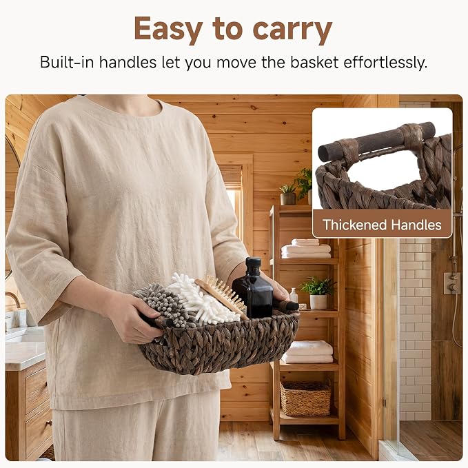 Storageworks Small Wicker Basket, Organizer Baskets for Shelves, Wicker Baskets for Storage, Decorative Storage Toilet Paper Basket, Vintage Home Decor, Water Hyacinth - Image 3
