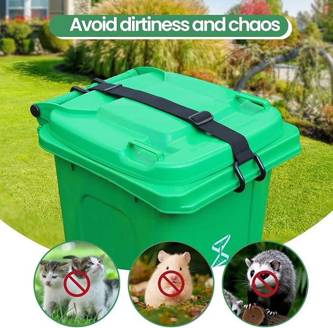 Metal Non-Slip Double Claw Trash Can Lid Lock, Adjustable Animal-Proof & Windproof Garbage Can Lock, Universal Fit for 28-96 Gallon Outdoor Bins (1) - Image 2