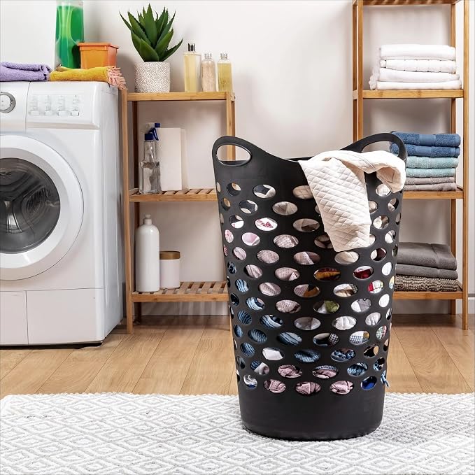 Flex Carrying Handles Laundry Hamper, Black - Image 6