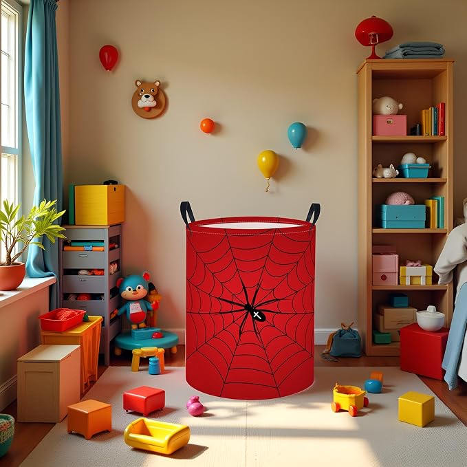 Baby Laundry Basket Baby Nursery Hamper Kids Laundry Basket Toy Storage Bin for Boys Room Decor Gift Baskets for Bedroom Bathroom(Spider Web) - Image 4