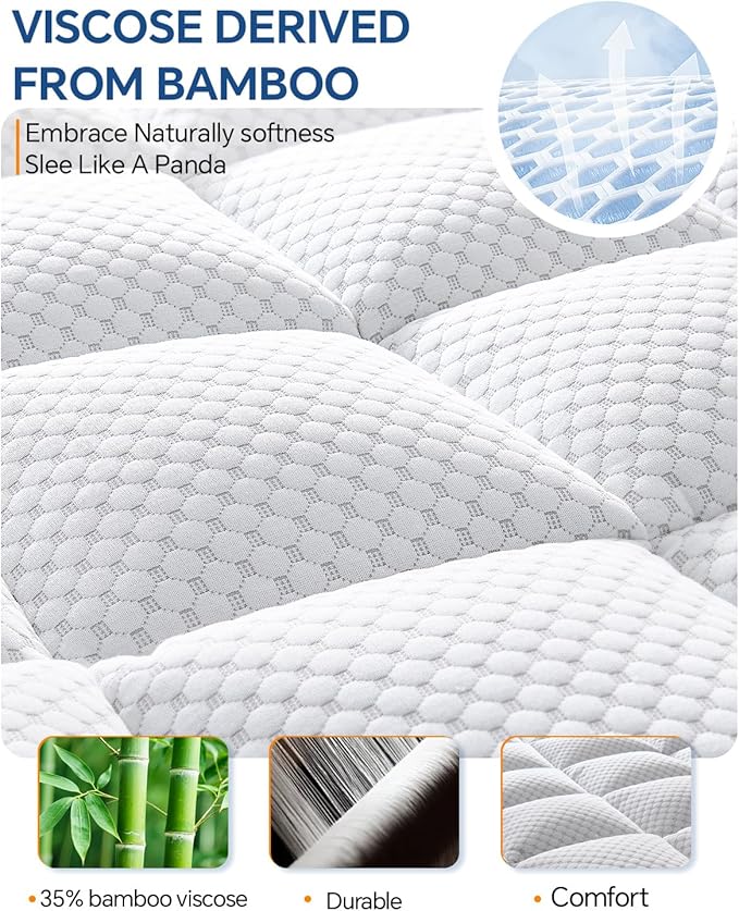 BEDELITE Queen Mattress Topper Dual Layer 4 Inch Memory Foam Mattress Topper, 2 Inch Pilow Top Mattress Pad and 2 Inch Premium Gel Foam Mattress, with Stretchable Pockets Up to 6"-24"