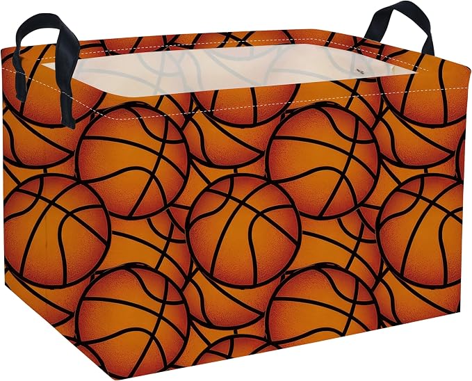Rectangular Basketball Baskets Gift Basket Empty Kids Storage Bins Baby Boy Basket Kids Toy Storage Bin Organizer Box Basketball Room Decor for Home(Basketballs) by DDBASKET
