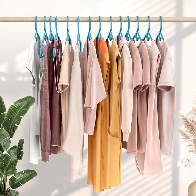 NEATERIZE Thick Heavy Duty Hangers - Blue Plastic Clothes Hangers 24 Pack - Great for Coat Hanger, Jackets Jeans & Suit Hanger for Closet - New Apartment Essentials Percheros Ganchos para Colgar Ropa - Image 3