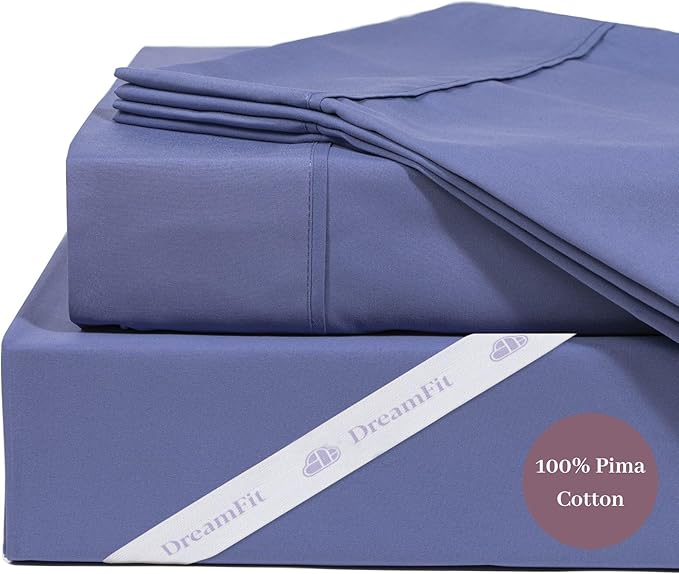 DreamFit Degree 3 Pima Cotton Queen Sheet Set, Blue