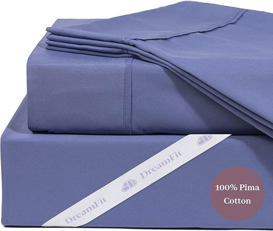 DreamFit Degree 3 Pima Cotton Queen Sheet Set, Blue