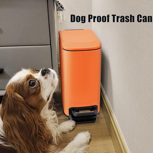 Cesun Small Bathroom Trash Can with Lid Soft Close, Step Pedal, 6 Liter / 1.6 Gallon Stainless Steel Garbage Can with Removable Inner Bucket, Anti-Fingerprint Finish (Matt Orange) - Image 7