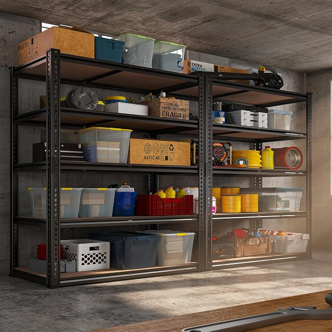 REIBII 40" W Garage Shelving 2500LBS Storage Shelves 72" H Metal Shelving 5 Tier Metal Shelves Adjustable Pantry Shelf for Garage Closet Kitchen Basement 40" W x 19.7''D x 72''H - Image 2