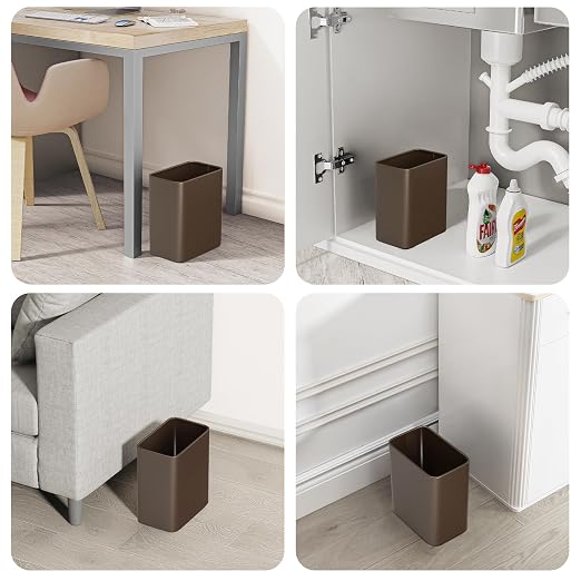 Cesun Small Bathroom Trash Can, 2.1 Gallons, Open-Top, Brown Metal, Stainless Steel, Modern, Ideal for Bathroom, Bedroom, Home Office,Toilet, Rv,Near Desk, Under Sink - Image 7