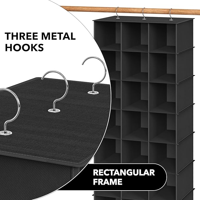 Simple Houseware 24 Section Shelves Hanging Shoes Organizer Holder for Closet, Black - Image 6