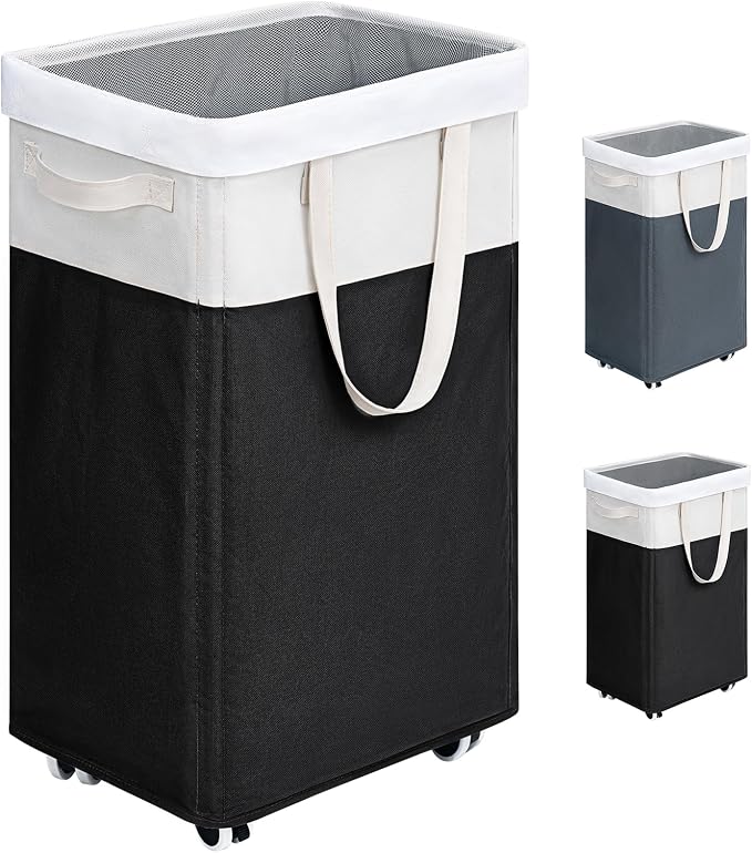 Goodpick Rolling Laundry Hamper with Wheels 75L, Black Laundry Hamper for Dirty Clothes, Collapsible Laundry Basket with Removable Wash, Black Laundry Basket with Wheels by Goodpick