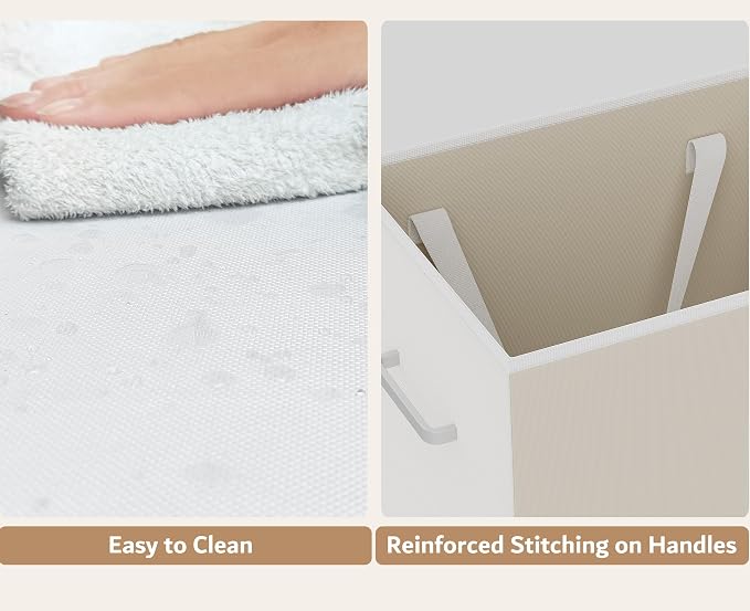 Double Pull-Out Laundry Hamper Cabinet; 90L Laundry Basket for Bathroom,Laundry Room; Laundry Sorter with 2 Pull-Out and Removable Bags - Image 6
